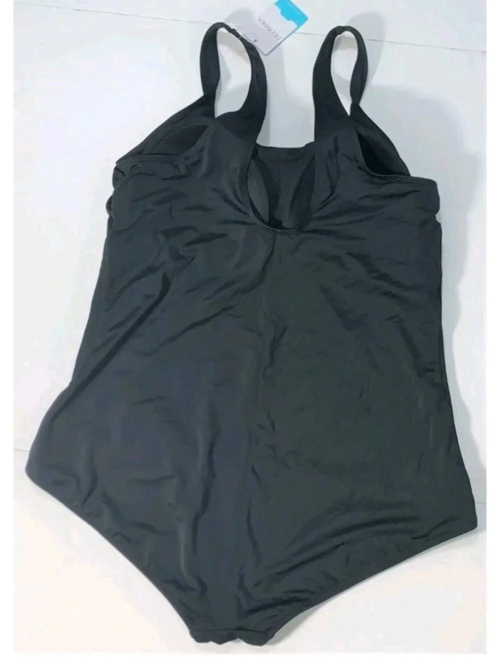 NEW Delimira Black Padded One-Piece Lined Bathing Suit Swimsuit Women's Plus 16W - Picture 2 of 8